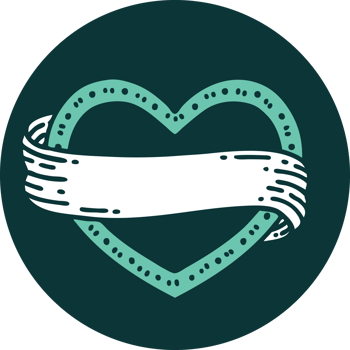 iconic tattoo style image of a heart and banner png