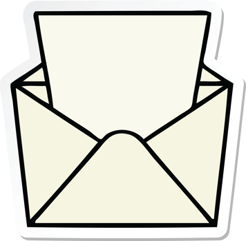 sticker of a quirky hand drawn cartoon letter and envelope png
