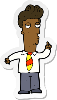 sticker of a cartoon bored man asking question png