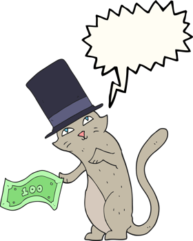 hand drawn speech bubble cartoon rich cat png