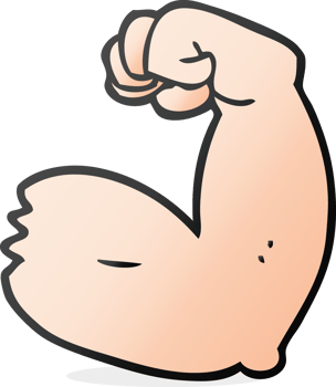 hand drawn cartoon strong arm flexing bicep png