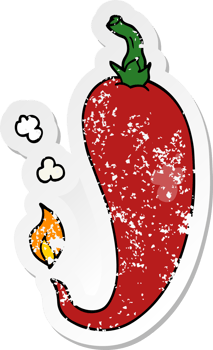 distressed sticker of a cartoon chili pepper png