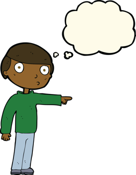 cartoon man pointing with thought bubble png