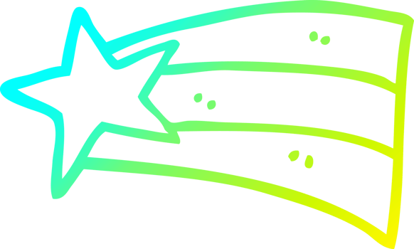cold gradient line drawing of a cartoon shooting star png