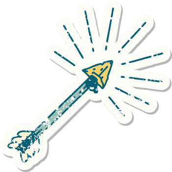 worn old sticker of a tattoo style old flint tip arrow png