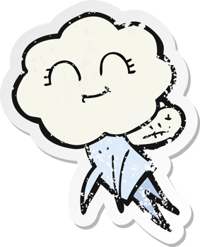 retro distressed sticker of a cartoon magical creature png