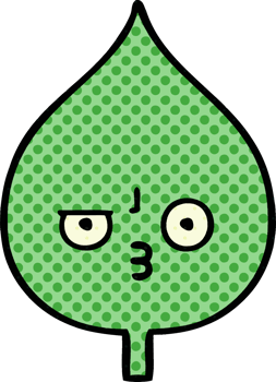 comic book style cartoon of a expressional leaf png