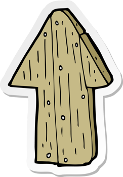 sticker of a cartoon wooden direction arrow png