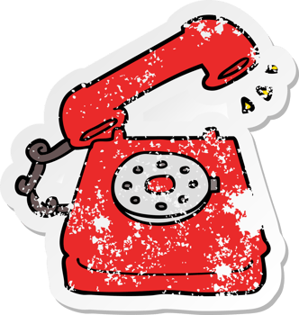 distressed sticker of a cartoon old telephone png
