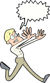 cartoon man running away with speech bubble png