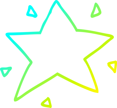 cold gradient line drawing of a cartoon star png