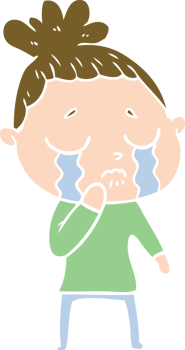 flat color style cartoon crying woman png
