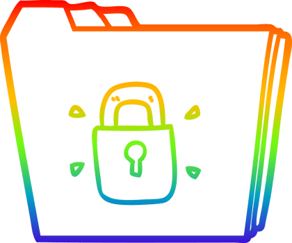 rainbow gradient line drawing of a cartoon locked files png
