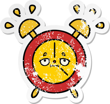 distressed sticker of a cute cartoon alarm clock png