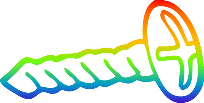 rainbow gradient line drawing of a brass screw png