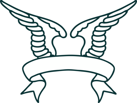 traditional tattoo with banner of a wing png