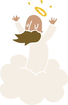cartoon doodle god on cloud png
