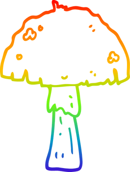 rainbow gradient line drawing of a cartoon mushroom png