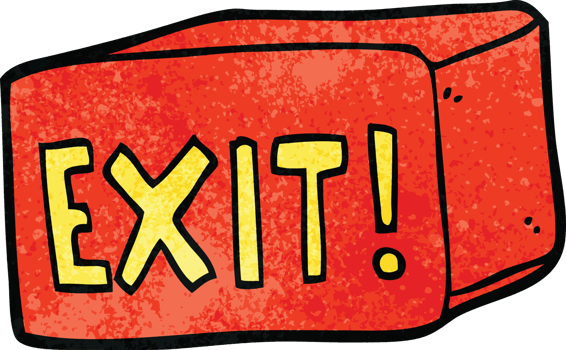 cartoon doodle exit sign png