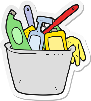 sticker of a cleaning products cartoon png