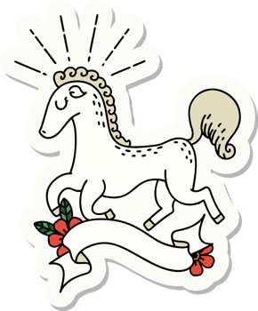 sticker of a tattoo style prancing stallion png