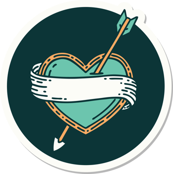 sticker of tattoo in traditional style of an arrow heart and banner png