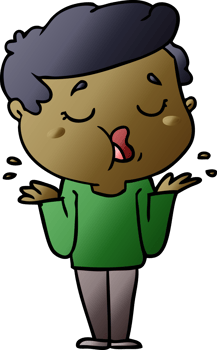 cartoon man talking and shrugging shoulders png