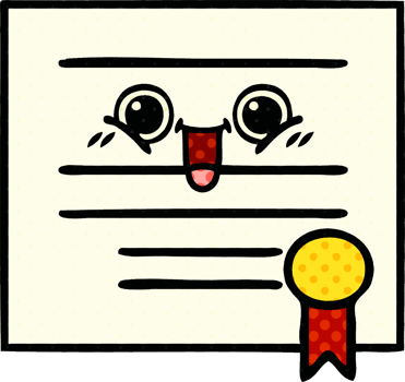 comic book style cartoon of a graduation diploma png