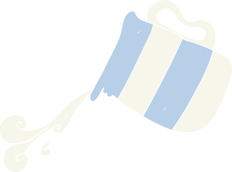 flat color illustration of pouring milk jug png