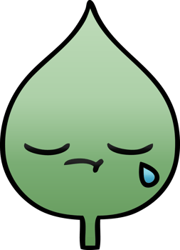 gradient shaded cartoon of a expressional leaf png