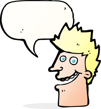 cartoon happy man face with speech bubble png