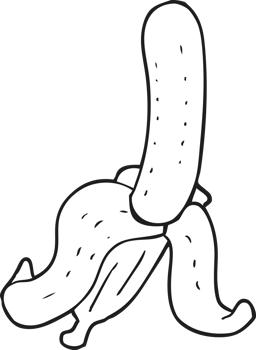 hand drawn black and white cartoon banana png