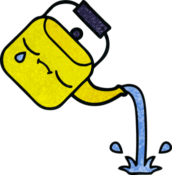 retro grunge texture cartoon of a pouring kettle png