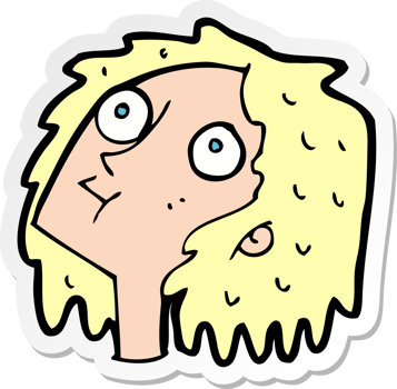 sticker of a cartoon staring woman png