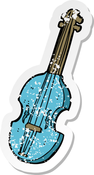 retro distressed sticker of a cartoon violin png