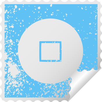 distressed square peeling sticker symbol of a stop button png