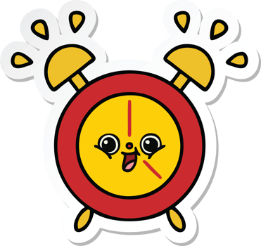 sticker of a cute cartoon alarm clock png