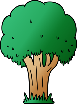 hand drawn gradient cartoon doodle of a summer tree png
