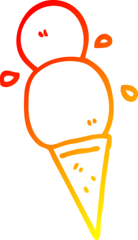 warm gradient line drawing of a cartoon ice cream cone png