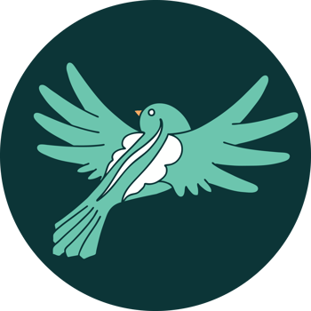 iconic tattoo style image of a flying bird png