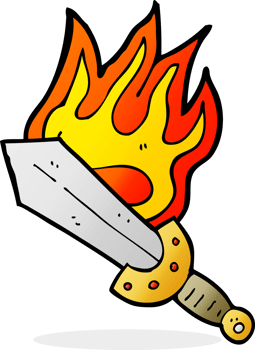 cartoon flaming sword png