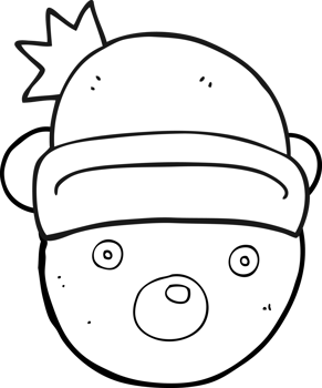 hand drawn black and white cartoon teddy bear wearing christmas hat png