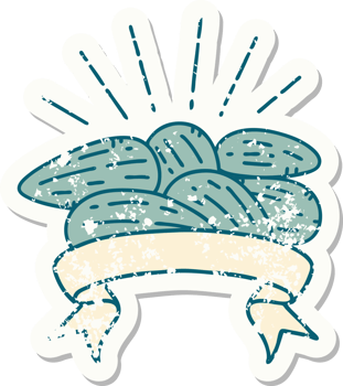 worn old sticker of a tattoo style almonds png