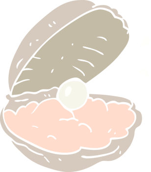 flat color illustration of oyster with pearl png