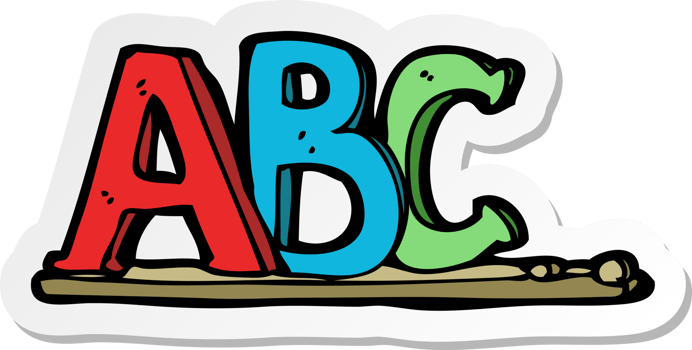 sticker of a cartoon ABC letters png