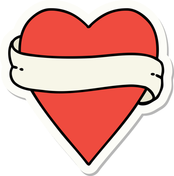 sticker of tattoo in traditional style of a heart and banner png