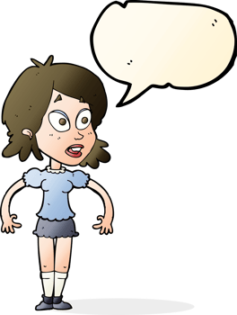 cartoon surprised woman with speech bubble png