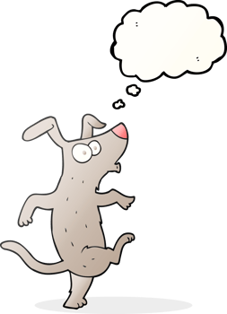 hand drawn thought bubble cartoon dancing dog png