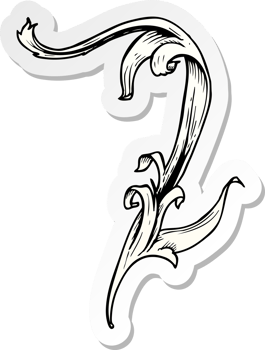 sticker of a traditional hand drawn floral swirl png