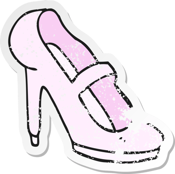 retro distressed sticker of a cartoon high heeled shoe png